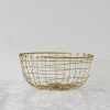 Shallow Brass Round Wire Basket