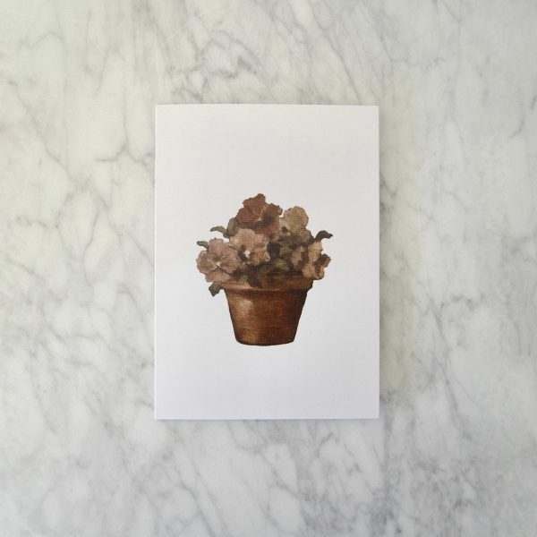 "Gilded Cards" - Potted Flowers Print