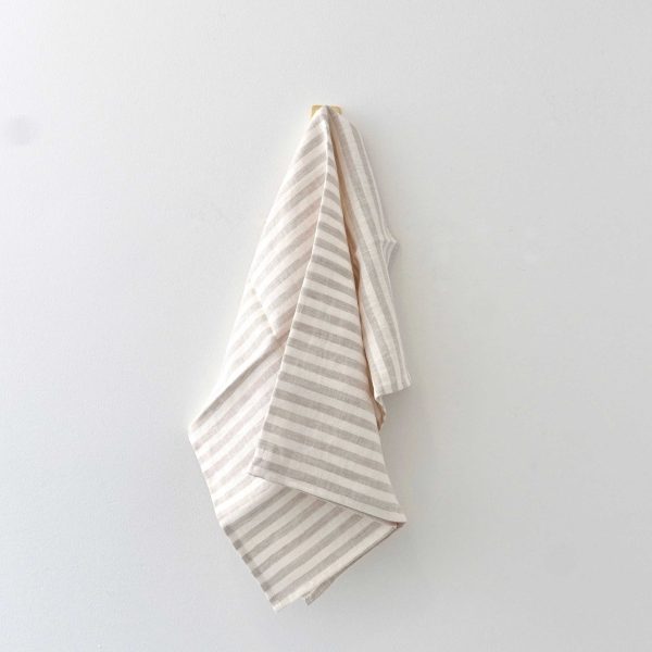 Natural Stripe Linen Tea Towel