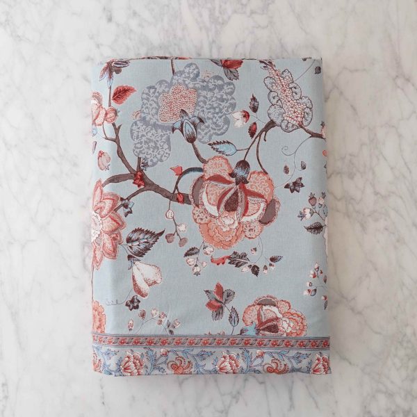 Celeste Block Print Tablecloth - 108" L x 90" W