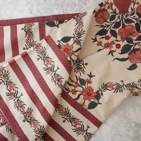 Garden Block Print Tablecloth - 108" L x 72" W