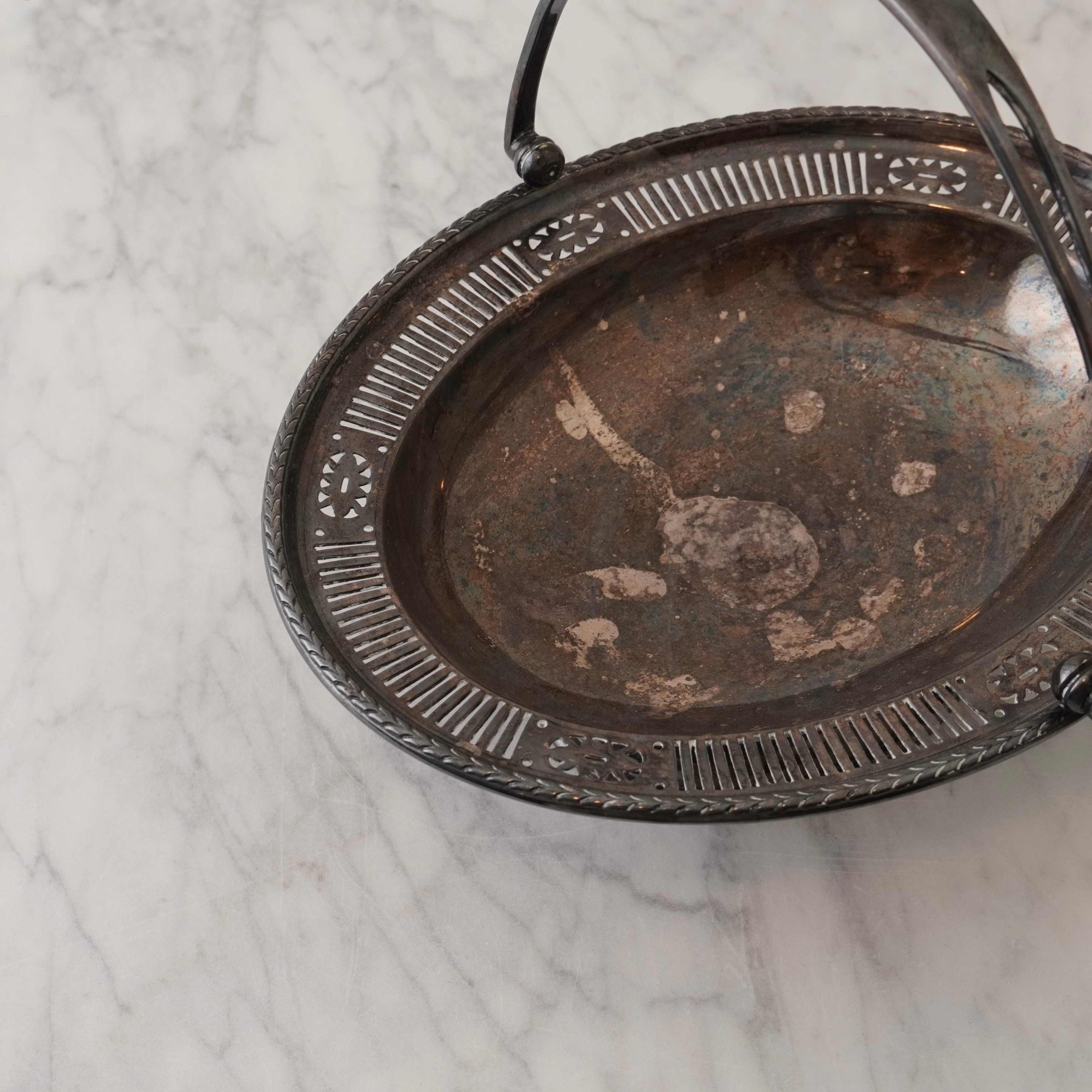 Arden Vintage Silver Basket w/ Handle