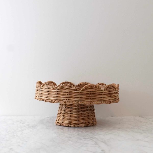 Cecelia Rattan Scalloped Footed Pedestal