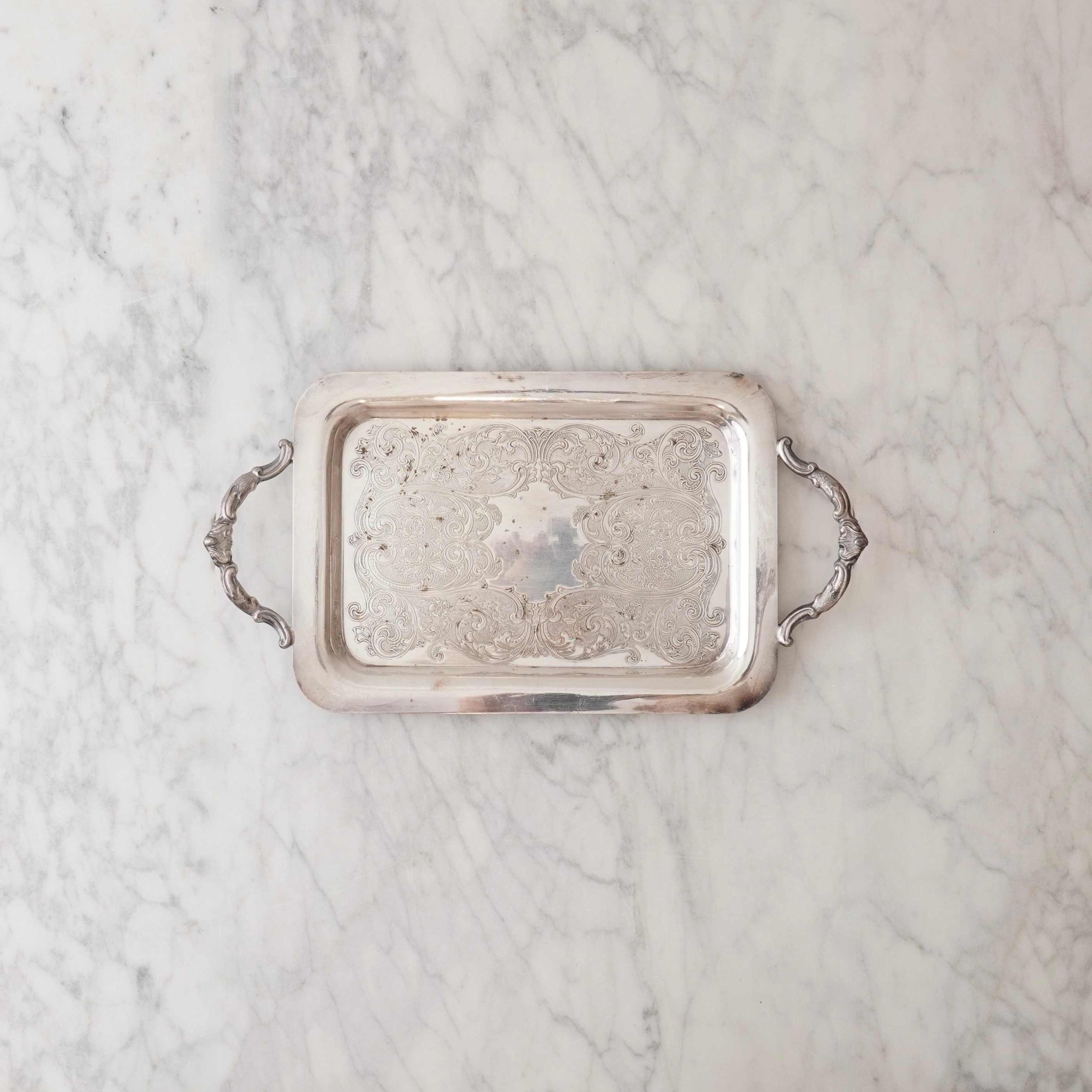 Jillian Vintage Silver Tray w/Handles