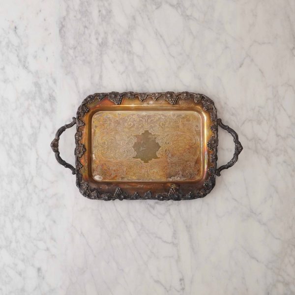 Lindsey Vintage Silver Tray w/Handles
