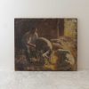 Man and His Sheep French Antique Artwork c.1900