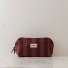 Cranberry Striped Cotton Toiletry Bag