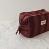 Cranberry Striped Cotton Toiletry Bag