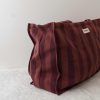 Cranberry Striped Cotton Weekend Bag