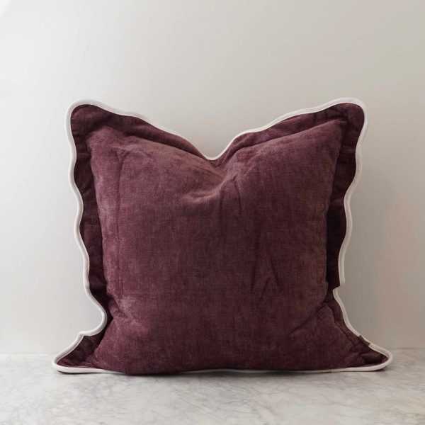 Chloe Plum Scalloped Edge Cushion Cover