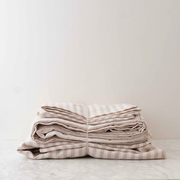 Dove Stripe Linen Sheet Set - King
