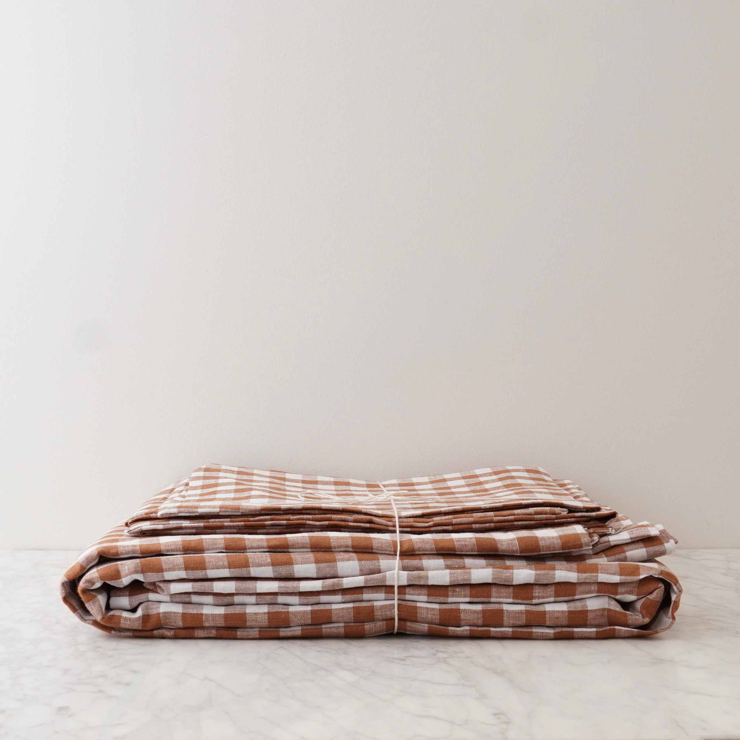 Cinnamon Gingham Linen Duvet Set – King