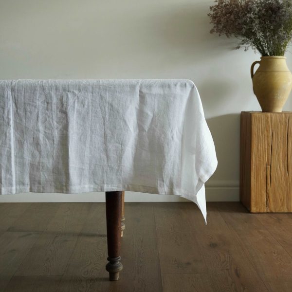 Rachel Pure Linen White Tablecloth -
